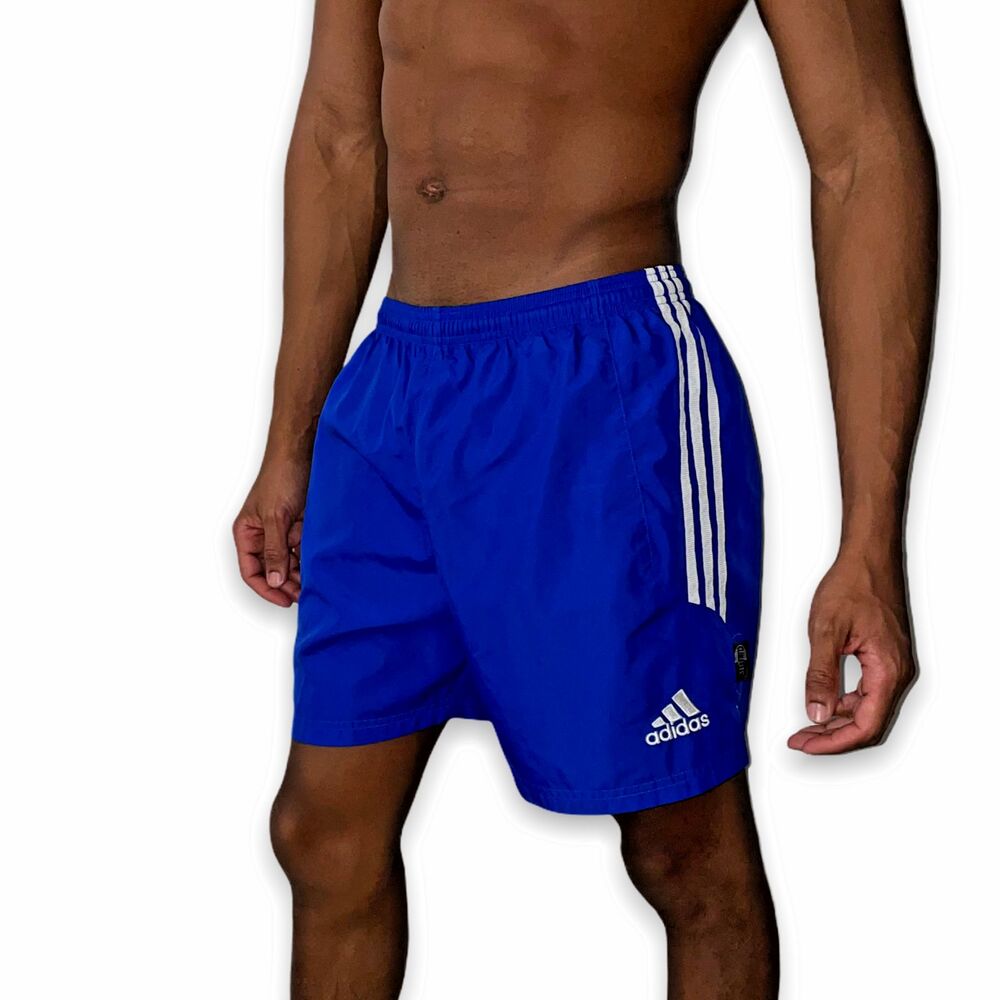 Adidas 90s Very Rare Satin Soccer Shorts Vintage Nylon Blue Small